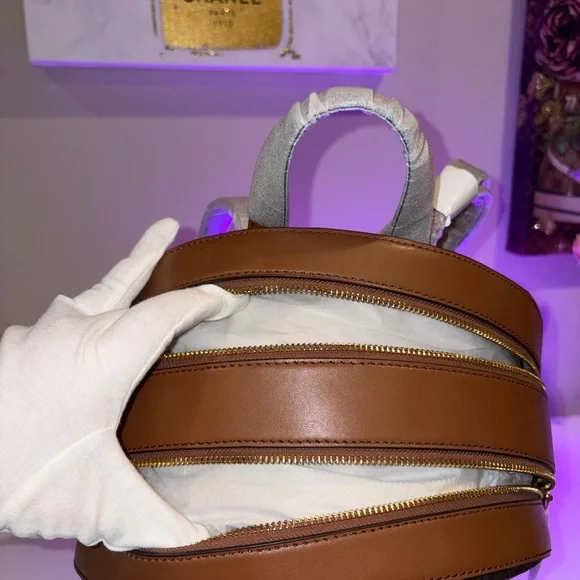 🏷️ NWT Michael Kors Jaycee MD Zip Pocket Backpack-Brown Signature MK Logo Luxe - Picture 10 of 15